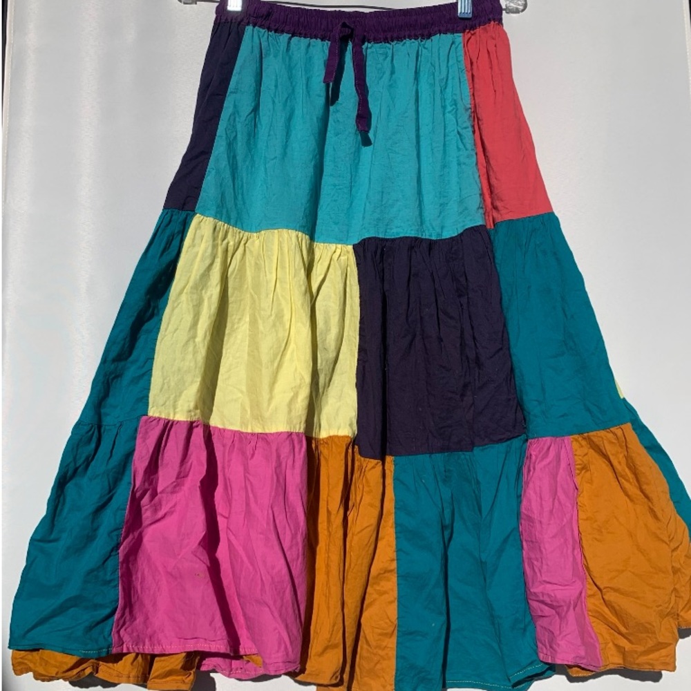 Momo Multicolor Patchwork Cotton Prairie Skirt On… - image 1